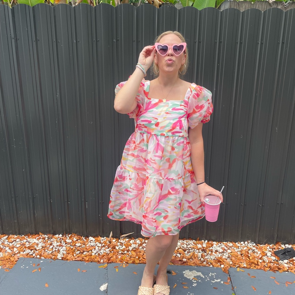 CROSBY by Mollie Burch Saylor Pink Puff Sleeve Sundress